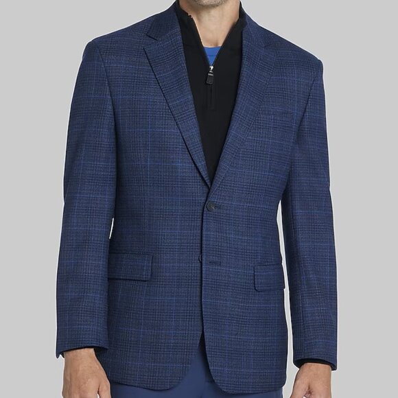 Jos A. Banks Traveler Performance Tailored Plaid Sportcoat Blazer sport coat 48R - Picture 1 of 5
